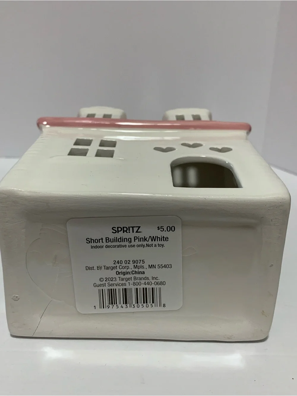 Target Spritz Pink Roof White Ceramic House Tealight Holder